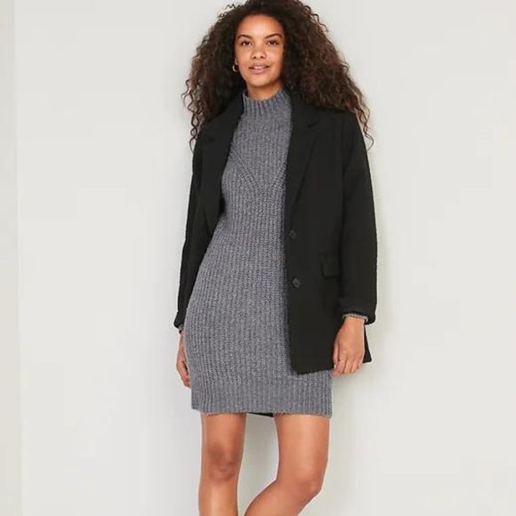 Old Navy Long-Sleeve Relaxed Mock-Neck Mini Sweater Shift Dress for Women - Picture 3 of 3